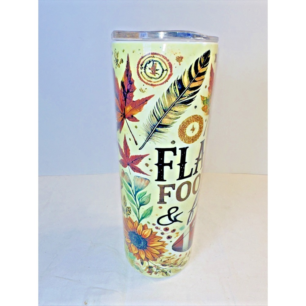 Fall Rustic Flannels Football 20oz Skinny Tumbler Travel Cup Insulated NWOT - Picture 5 of 10